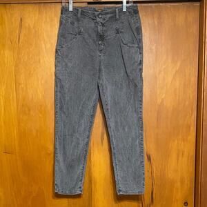 Amadi Gray Wash Cropped Pants High Rise Slim Straight Rise 12” Inseam 26”